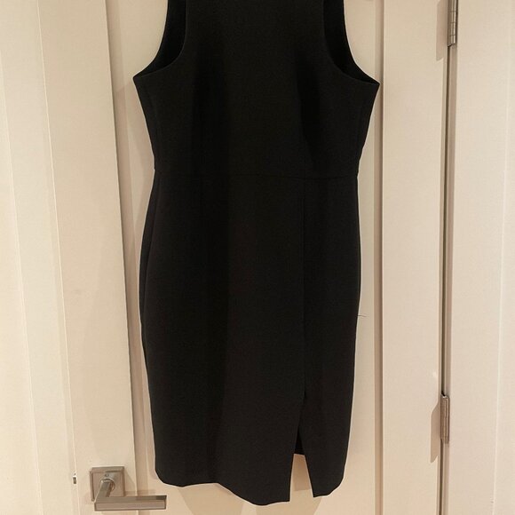 Banana Republic Black Dress Size 4 Petite White Stripe Neck Detail - Picture 3 of 16